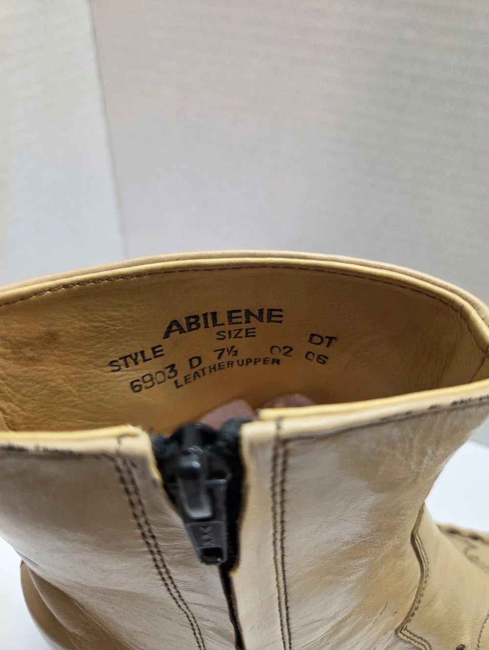 Vintage Abilene Tan Leather Cowboy Boots Men's 7.5 / Women's 9